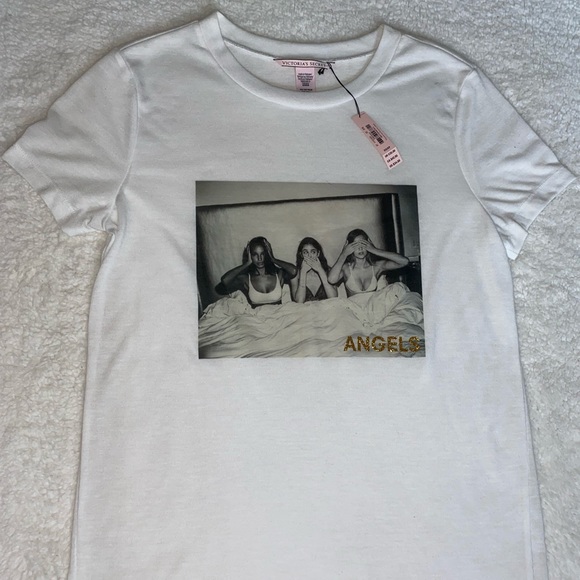 Limited Edition VS Angel Tee Shirt with Gold Glitter - Picture 1 of 6